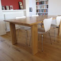 Oak dining table with wenge detail